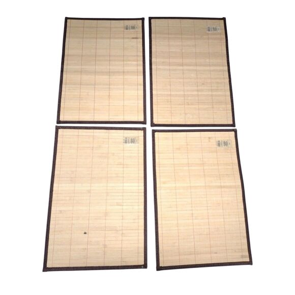 Set of 4 Placemats Asian Style Bamboo Cherry Blossoms Border Japanese 13x19" - Picture 6 of 11